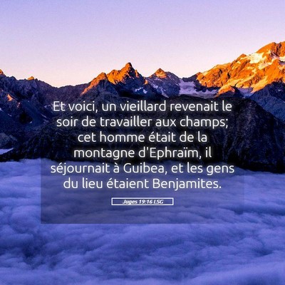 Picture 05 - Juges 19:16 LSG - Et voici, un vieillard revenait le soir de - Bible Verse Picture