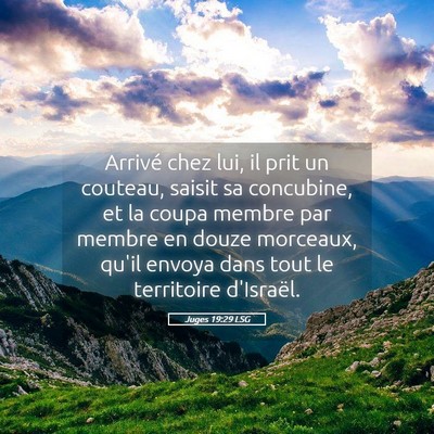 Picture 05 - Juges 19:29 LSG - Arrivé chez lui, il prit un couteau, saisit sa - Bible Verse Picture