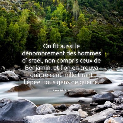 Picture 05 - Juges 20:17 LSG - On fit aussi le dénombrement des hommes - Bible Verse Picture
