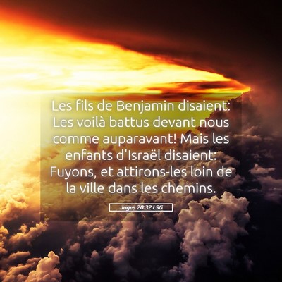 Picture 05 - Juges 20:32 LSG - Les fils de Benjamin disaient: Les voilà battus - Bible Verse Picture