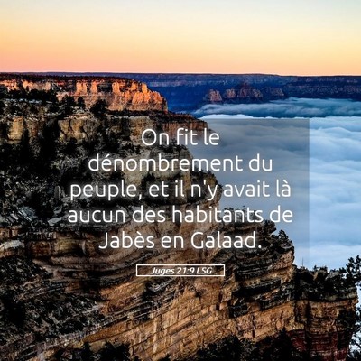 Picture 05 - Juges 21:9 LSG - On fit le dénombrement du peuple, et il n'y - Bible Verse Picture