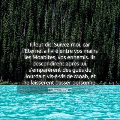 Picture 05 - Juges 3:28 LSG - Il leur dit: Suivez-moi, car l'Eternel a livré - Bible Verse Picture