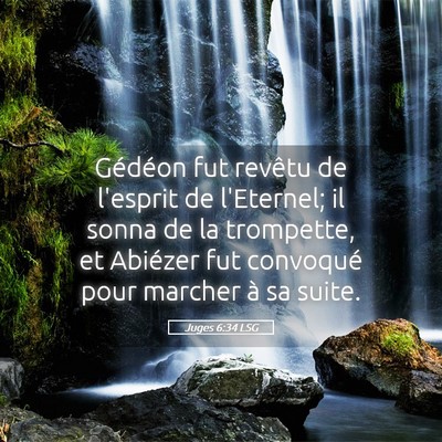 Picture 05 - Juges 6:34 LSG - Gédéon fut revêtu de l'esprit de l'Eternel; il - Bible Verse Picture