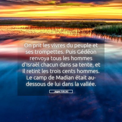Picture 05 - Juges 7:8 LSG - On prit les vivres du peuple et ses trompettes. - Bible Verse Picture