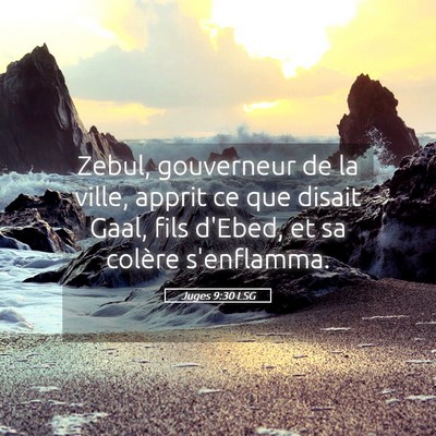 Picture 05 - Juges 9:30 LSG - Zebul, gouverneur de la ville, apprit ce que - Bible Verse Picture