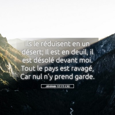 Picture 05 - Jérémie 12:11 LSG - Ils le réduisent en un désert; Il est en deuil, - Bible Verse Picture