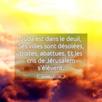 Picture 05 - Jérémie 14:2 LSG - Juda est dans le deuil, Ses villes sont - Bible Verse Picture
