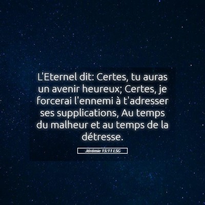 Picture 05 - Jérémie 15:11 LSG - L'Eternel dit: Certes, tu auras un avenir - Bible Verse Picture