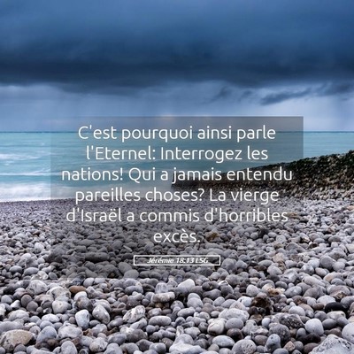 Picture 05 - Jérémie 18:13 LSG - C'est pourquoi ainsi parle l'Eternel: Interrogez - Bible Verse Picture