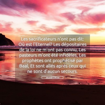 Picture 05 - Jérémie 2:8 LSG - Les sacrificateurs n'ont pas dit: Où est - Bible Verse Picture