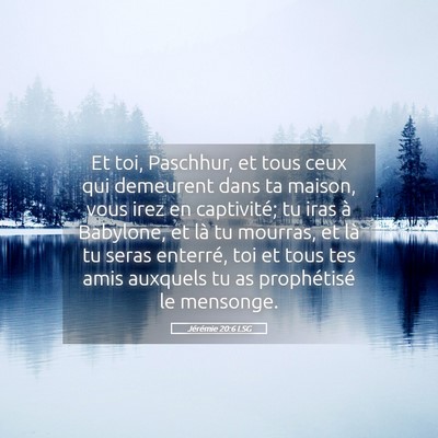 Picture 05 - Jérémie 20:6 LSG - Et toi, Paschhur, et tous ceux qui demeurent dans - Bible Verse Picture