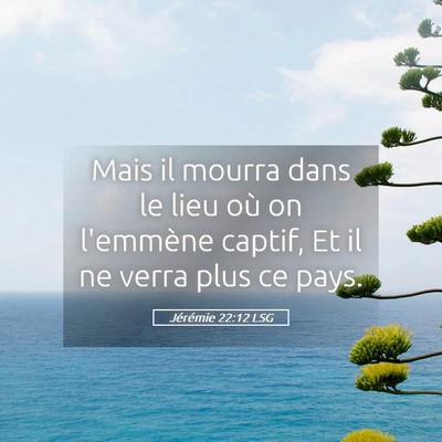 Picture 05 - Jérémie 22:12 LSG - Mais il mourra dans le lieu où on l'emmène - Bible Verse Picture