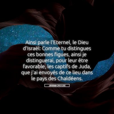 Picture 05 - Jérémie 24:5 LSG - Ainsi parle l'Eternel, le Dieu d'Israël: Comme - Bible Verse Picture