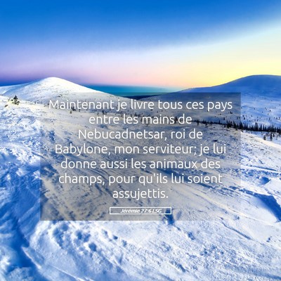 Picture 05 - Jérémie 27:6 LSG - Maintenant je livre tous ces pays entre les mains - Bible Verse Picture