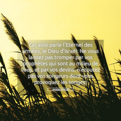 Picture 05 - Jérémie 29:8 LSG - Car ainsi parle l'Eternel des armées, le Dieu - Bible Verse Picture