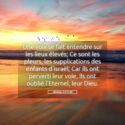 Picture 05 - Jérémie 3:21 LSG - Une voix se fait entendre sur les lieux élevés; - Bible Verse Picture