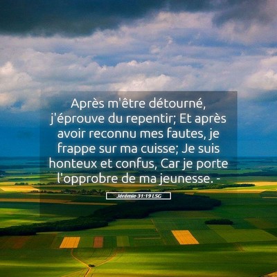 Picture 05 - Jérémie 31:19 LSG - Après m'être détourné, j'éprouve du - Bible Verse Picture