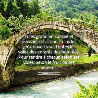Picture 05 - Jérémie 32:19 LSG - Tu es grand en conseil et puissant en action; Tu - Bible Verse Picture