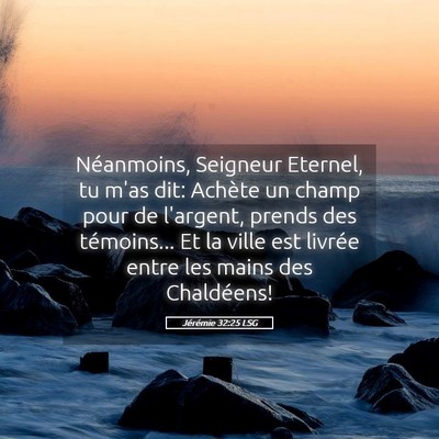 Picture 05 - Jérémie 32:25 LSG - Néanmoins, Seigneur Eternel, tu m'as dit: - Bible Verse Picture