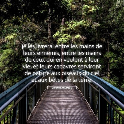 Picture 05 - Jérémie 34:20 LSG - je les livrerai entre les mains de leurs ennemis, - Bible Verse Picture