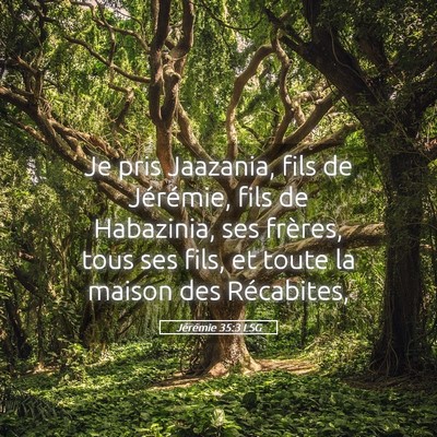 Picture 05 - Jérémie 35:3 LSG - Je pris Jaazania, fils de Jérémie, fils de - Bible Verse Picture