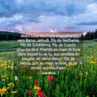 Picture 05 - Jérémie 36:14 LSG - Alors tous les chefs envoyèrent vers Baruc - Bible Verse Picture