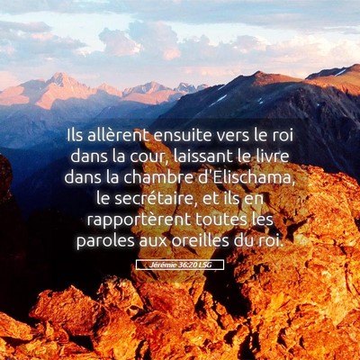 Picture 05 - Jérémie 36:20 LSG - Ils allèrent ensuite vers le roi dans la cour, - Bible Verse Picture