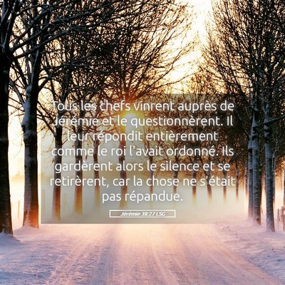 Picture 05 - Jérémie 38:27 LSG - Tous les chefs vinrent auprès de Jérémie et le - Bible Verse Picture