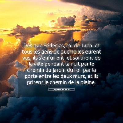 Picture 05 - Jérémie 39:4 LSG - Dès que Sédécias, roi de Juda, et tous les - Bible Verse Picture