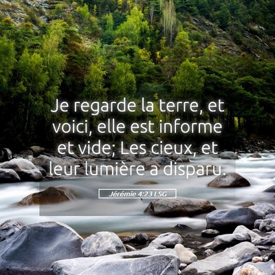 Picture 05 - Jérémie 4:23 LSG - Je regarde la terre, et voici, elle est informe - Bible Verse Picture