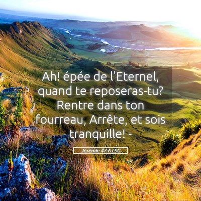 Picture 05 - Jérémie 47:6 LSG - Ah! épée de l'Eternel, quand te reposeras-tu? - Bible Verse Picture