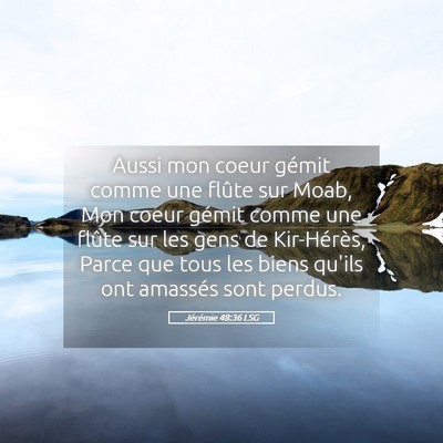 Picture 05 - Jérémie 48:36 LSG - Aussi mon coeur gémit comme une flûte sur Moab, - Bible Verse Picture