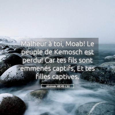 Picture 05 - Jérémie 48:46 LSG - Malheur à toi, Moab! Le peuple de Kemosch est - Bible Verse Picture