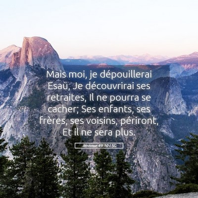 Picture 05 - Jérémie 49:10 LSG - Mais moi, je dépouillerai Esaü, Je découvrirai - Bible Verse Picture