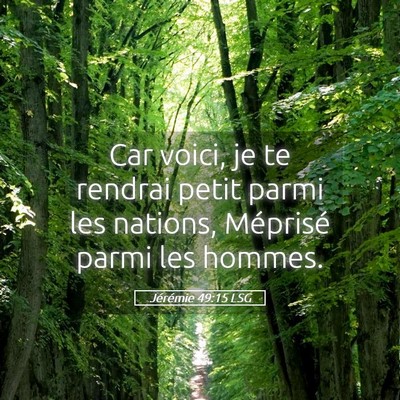 Picture 05 - Jérémie 49:15 LSG - Car voici, je te rendrai petit parmi les nations, - Bible Verse Picture