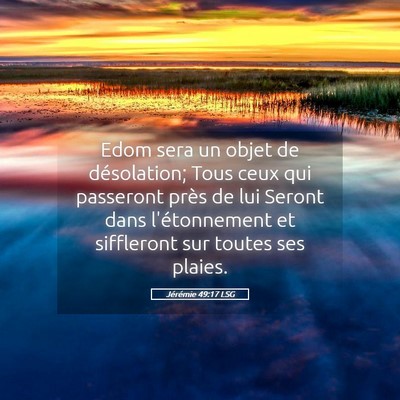 Picture 05 - Jérémie 49:17 LSG - Edom sera un objet de désolation; Tous ceux qui - Bible Verse Picture