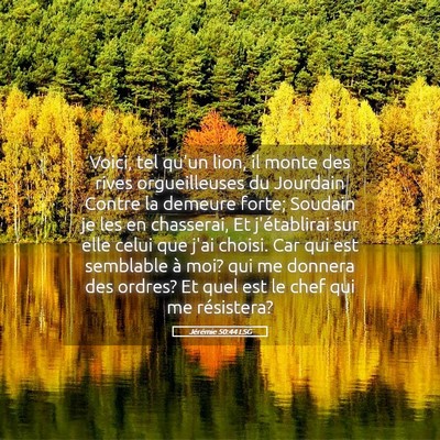 Picture 05 - Jérémie 50:44 LSG - Voici, tel qu'un lion, il monte des rives - Bible Verse Picture