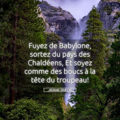 Picture 05 - Jérémie 50:8 LSG - Fuyez de Babylone, sortez du pays des Chaldéens, - Bible Verse Picture