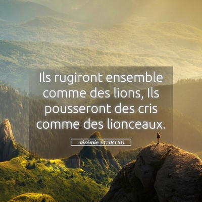 Picture 05 - Jérémie 51:38 LSG - Ils rugiront ensemble comme des lions, Ils - Bible Verse Picture