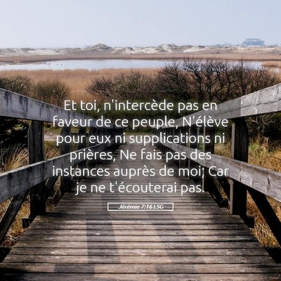 Picture 05 - Jérémie 7:16 LSG - Et toi, n'intercède pas en faveur de ce peuple, - Bible Verse Picture