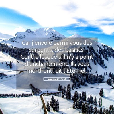 Picture 05 - Jérémie 8:17 LSG - Car j'envoie parmi vous des serpents, des - Bible Verse Picture