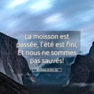 Picture 05 - Jérémie 8:20 LSG - La moisson est passée, l'été est fini, Et nous - Bible Verse Picture