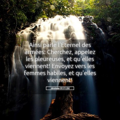 Picture 05 - Jérémie 9:17 LSG - Ainsi parle l'Eternel des armées: Cherchez, - Bible Verse Picture