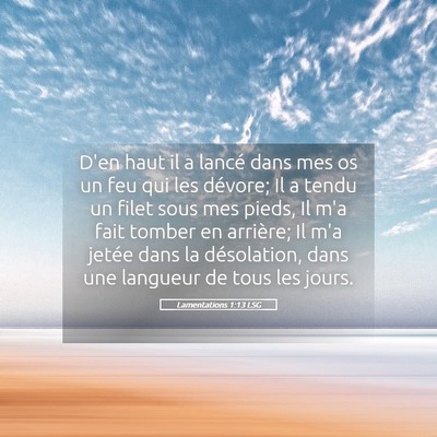Picture 05 - Lamentations 1:13 LSG - D'en haut il a lancé dans mes os un feu qui les - Bible Verse Picture