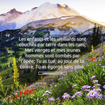 Picture 05 - Lamentations 2:21 LSG - Les enfants et les vieillards sont couchés par - Bible Verse Picture