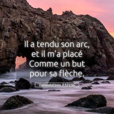 Picture 05 - Lamentations 3:12 LSG - Il a tendu son arc, et il m'a placé Comme un but - Bible Verse Picture