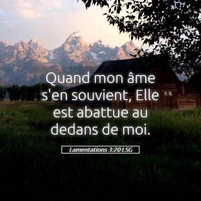 Picture 05 - Lamentations 3:20 LSG - Quand mon âme s'en souvient, Elle est abattue au - Bible Verse Picture