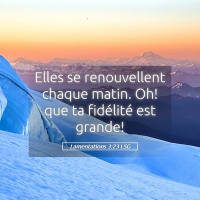 Picture 05 - Lamentations 3:23 LSG - Elles se renouvellent chaque matin. Oh! que ta - Bible Verse Picture