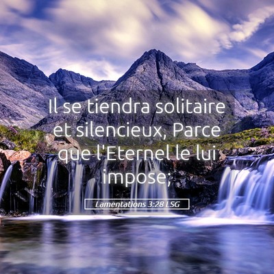 Picture 05 - Lamentations 3:28 LSG - Il se tiendra solitaire et silencieux, Parce que - Bible Verse Picture