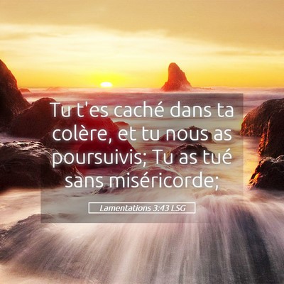 Picture 05 - Lamentations 3:43 LSG - Tu t'es caché dans ta colère, et tu nous as - Bible Verse Picture